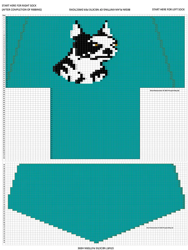 Boston Terrier Socks and Necktie Pattern #7287 chart