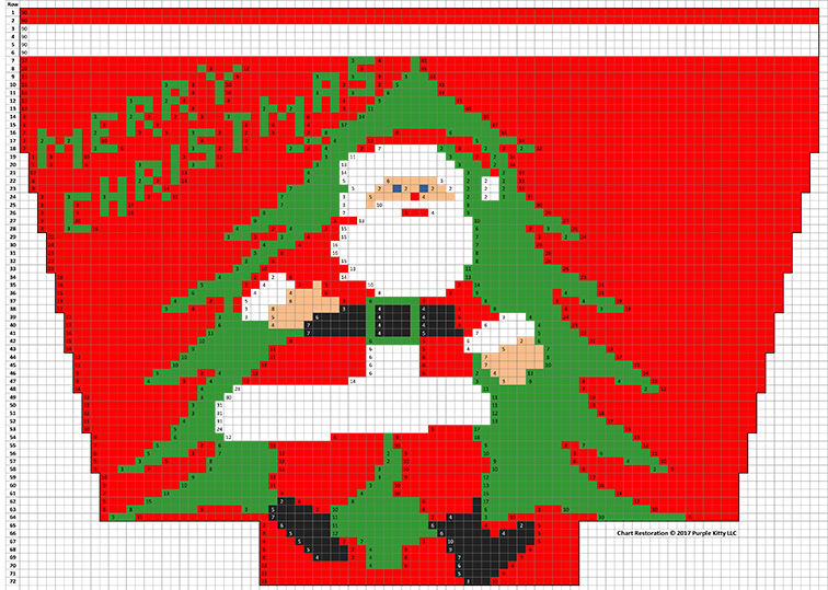 Full Figure Santa Claus Stocking Pattern #9005C chart