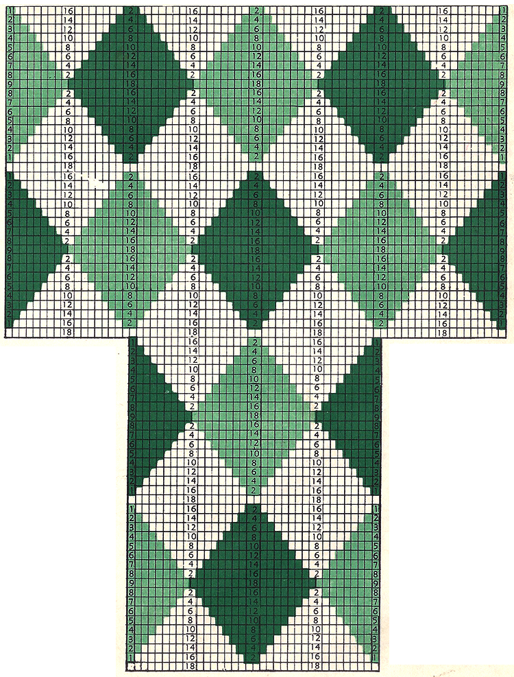 3-Color Diamond Socks Pattern #7203