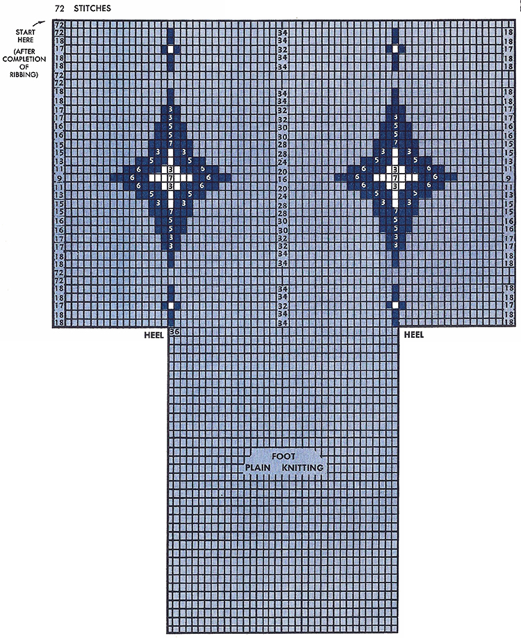 Diamond Star Clock Socks Pattern #72-104