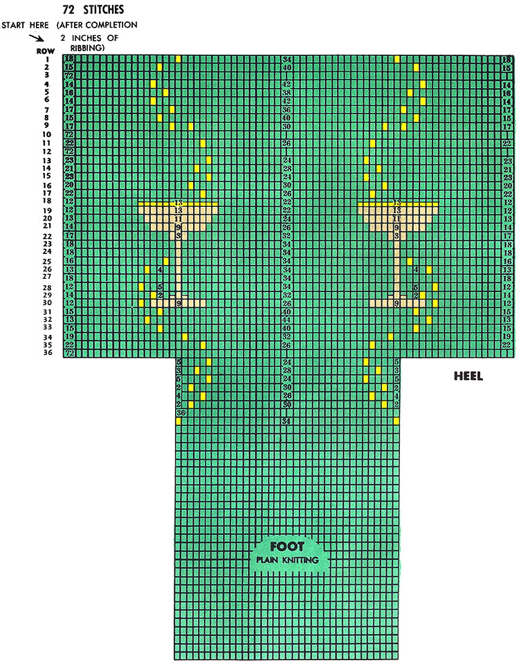 Champagne Cocktail Clock Socks Pattern #7227 chart