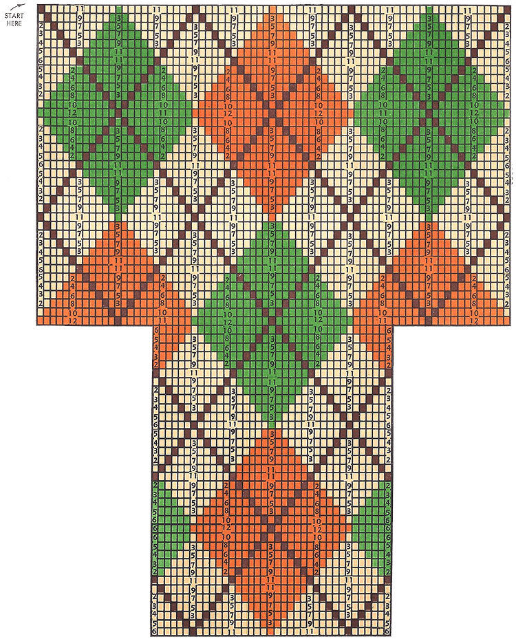 Small-Diamond Argyle Socks Pattern #7267