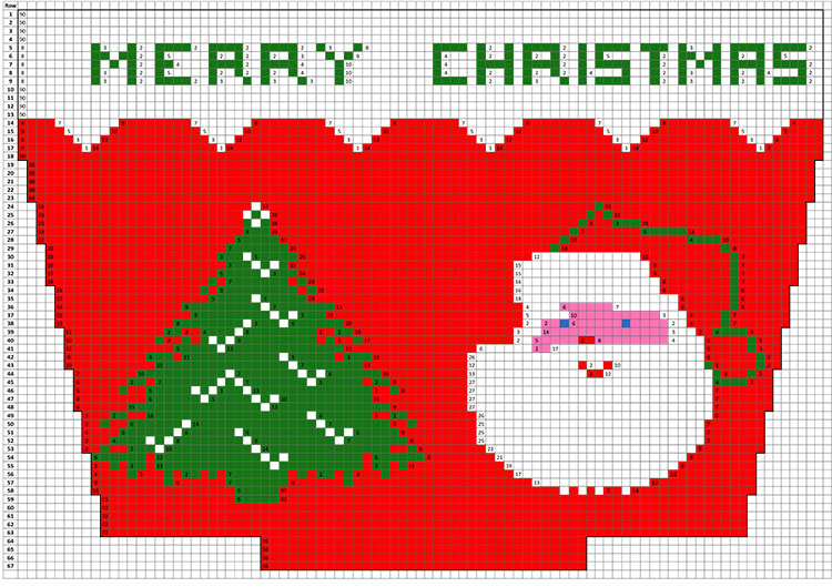 Santa and Tree Christmas Stocking Pattern #9001C chart