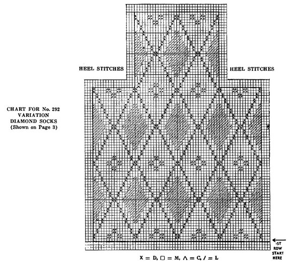 Variation Diamond Socks Pattern Chart