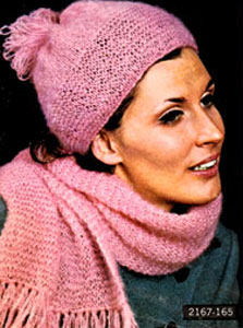 Knit Hat and Scarf Pattern #2167