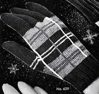 Women's Plaid Gloves Pattern #629