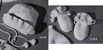 Bonnet and Mittens No. 5298 Pattern