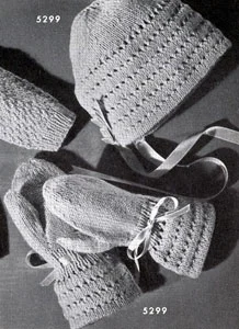 Bonnet and Mittens No. 5299 Pattern