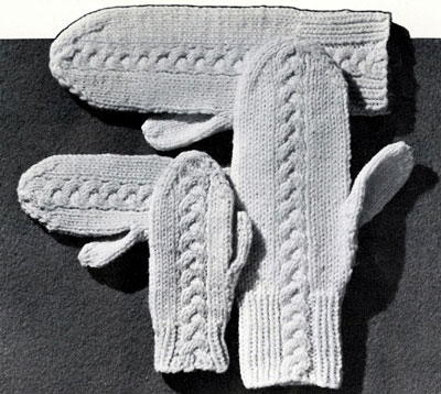 Braid Cable 4 Needle Mittens Pattern