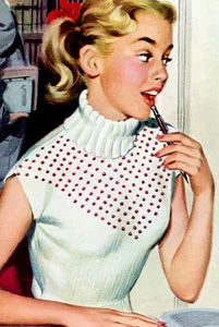 Turtleneck Sweater with Beads Pattern #C-150