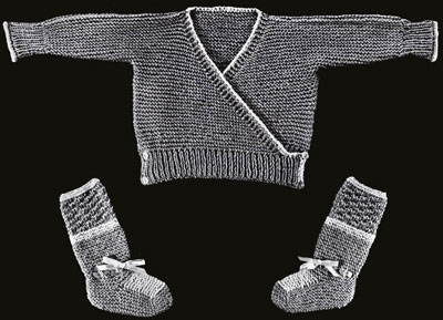 Infant's Surplice Sweater and Booties Pattern