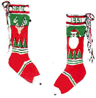Santa and Reindeerhead Stocking Pattern #6204C