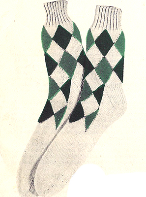 3-Color Diamond Socks Pattern #7203
