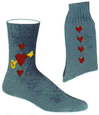 Heart-Key Clock Socks Pattern #72102