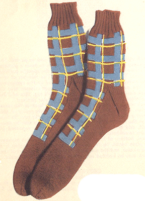 3-Color Plaid Socks Pattern #7214