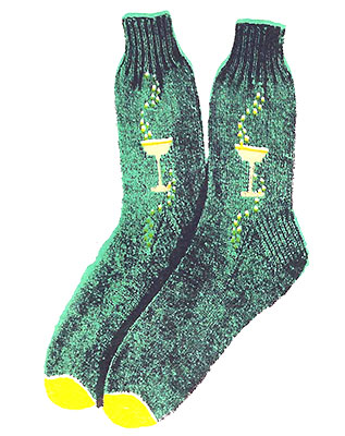 Champagne Cocktail Clock Socks Pattern #7227