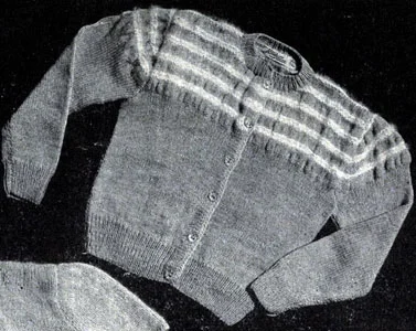 Cardigan with Pleated Angora Yoke Pattern #148