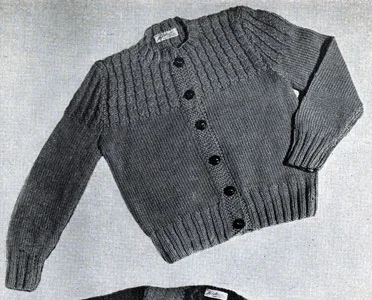 Cardigan with Baby Cable Yoke Pattern #155