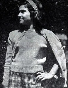 Twin Sweater Set with Seed Yoke Stitch Pattern #158