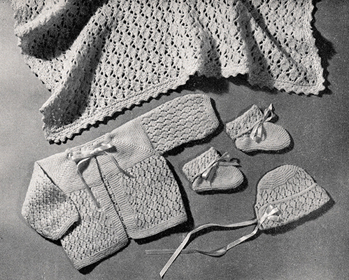 Lacy Baby Set and Carriage Cover Pattern #746