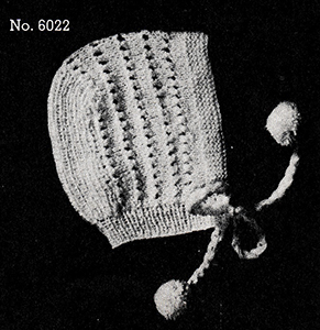 Baby's Knitted Bonnet Pattern #6022
