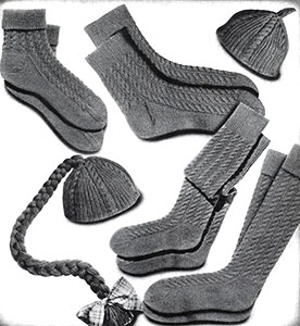 Cable Socks and Calots Set Pattern #376