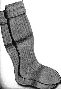 Ribbed Socks with Cable Cuff Pattern #5088