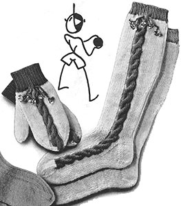 Jingle Bell Socks and Mittens Set Pattern #5125