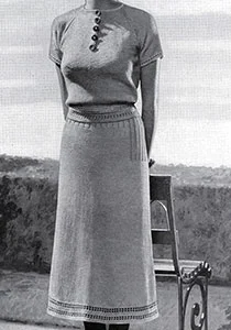 Two Piece Knitted Dress with Crochet Trim Pattern #106
