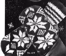 Men's Two-Needle Norwegian Mittens Pattern #619