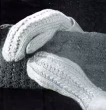 Ladies Mocked Stitch Cable Mittens Pattern #91