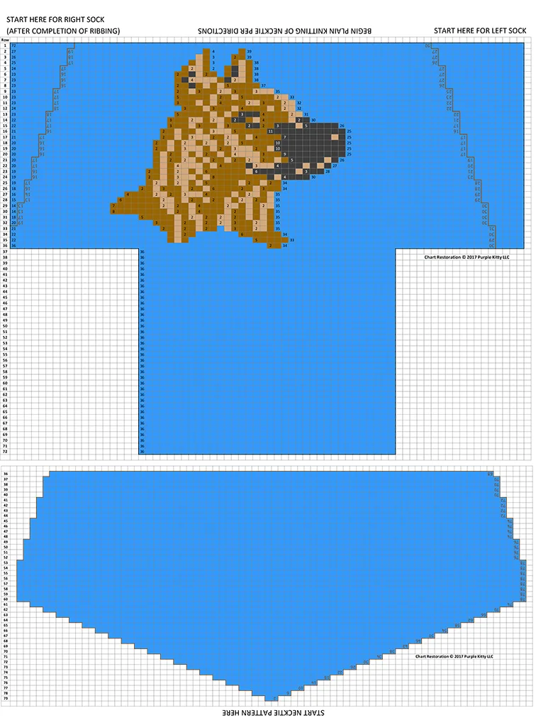 Boxer Socks and Necktie Pattern #7289 chart
