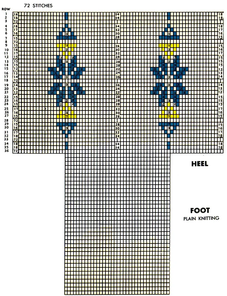 8-Point Star Clock Socks Pattern #7220