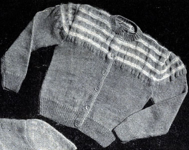 Cardigan with Pleated Angora Yoke Pattern #148 | Knitting Patterns
