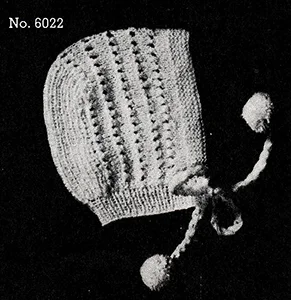 Baby's Knitted Bonnet Pattern #6022