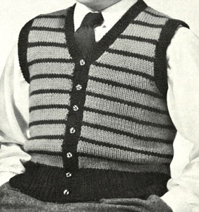 Boy's Sleeveless Cardigan Pattern | Sizes 8, 10, 12 | Knitting Patterns