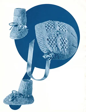 Knitted Cap and Booties Pattern #3007