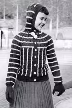 Hooded Cardigan Sweater & Mittens Patterns